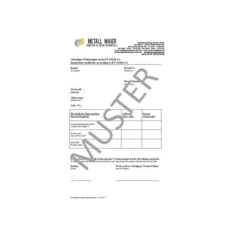 Materiale Certificato, Attestato