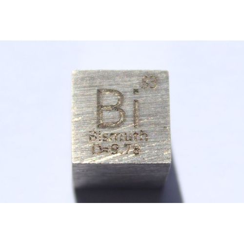 Cubo di bismuto bimetallico 10x10mm lucidato con purezza del 99,99%.