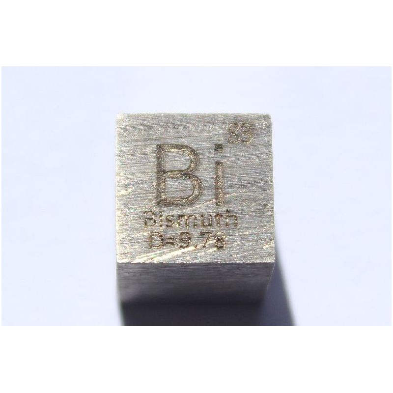 Cubo di bismuto bimetallico 10x10mm lucidato con purezza del 99,99%.