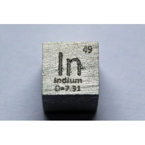 Indio In Metallo Cubo 10x10mm lucido 99,995% Purezza cubo