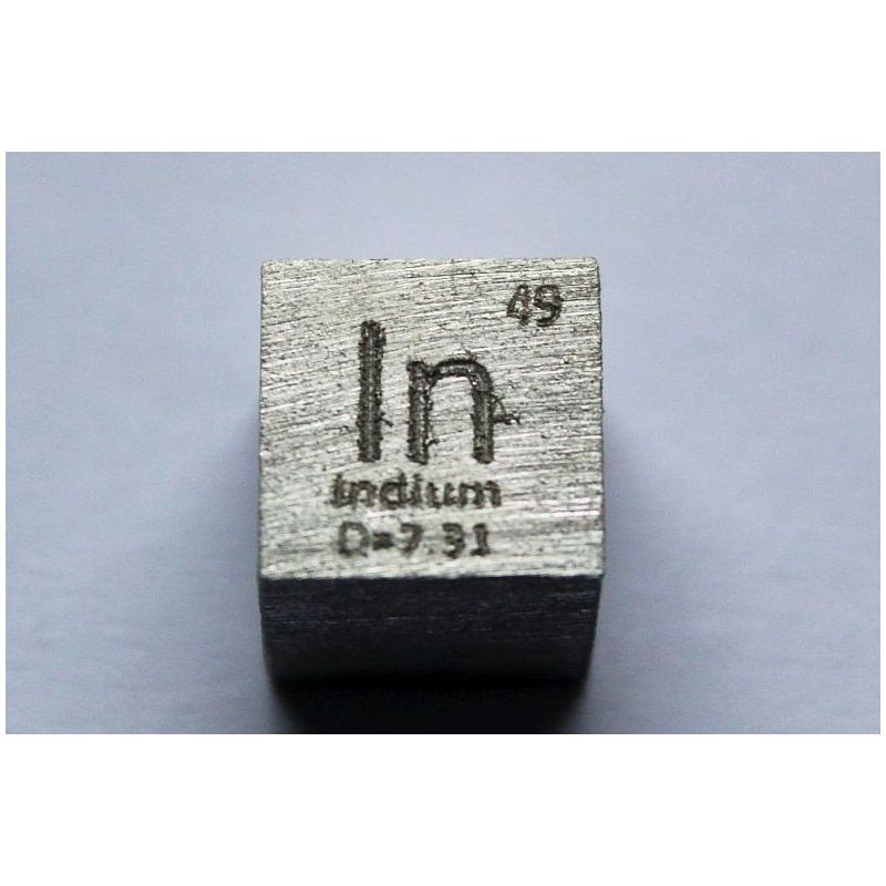 Indio In Metallo Cubo 10x10mm lucido 99,995% Purezza cubo